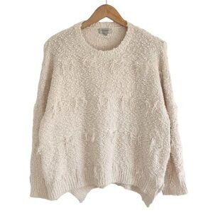 Oceanus Cream Fringe Crew Neck Sweater